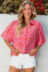 Floral Print Puff Sleeve Button Down Collared Shirt