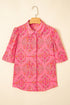 Floral Print Puff Sleeve Button Down Collared Shirt