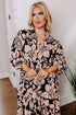 Floral Print Puff Sleeve Collared H Line Maxi Dress
