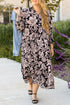 Floral Print Puff Sleeve Collared H Line Maxi Dress