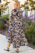 Floral Print Puff Sleeve Collared H Line Maxi Dress