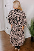 Floral Print Puff Sleeve Collared H Line Maxi Dress