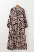 Floral Print Puff Sleeve Collared H Line Maxi Dress