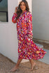 Floral Print Puff Sleeve Collared Tiered Flowy Maxi Dress