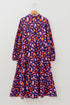 Floral Print Puff Sleeve Collared Tiered Flowy Maxi Dress