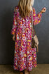 Floral Print Puff Sleeve Collared Tiered Flowy Maxi Dress