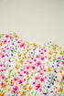 Floral Print Puff Sleeve Crewneck Relaxed Fit Blouse