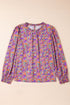 Floral Print Puff Sleeve Frilled Neck Woven Blouse