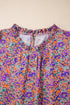 Floral Print Puff Sleeve Frilled Neck Woven Blouse