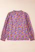 Floral Print Puff Sleeve Frilled Neck Woven Blouse