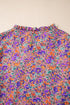 Floral Print Puff Sleeve Frilled Neck Woven Blouse