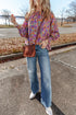 Floral Print Puff Sleeve Frilled Neck Woven Blouse