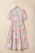 Floral Print Puff Sleeve High Waist Tiered Maxi Dress