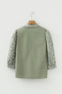 Floral Print Puff Sleeve Patchwork V Neck Blouse