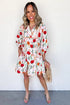 Floral Print Puff Sleeve Ricrac Trim Mini Dress