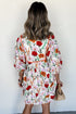 Floral Print Puff Sleeve Ricrac Trim Mini Dress
