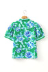 Floral Print Puff Sleeve Ruffled Tie Neck Blouse