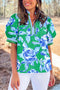 Floral Print Puff Sleeve Ruffled Tie Neck Blouse