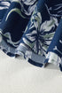 Floral Print Puff Sleeve Striped Trim V Neck Blouse