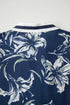 Floral Print Puff Sleeve Striped Trim V Neck Blouse