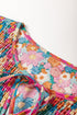 Floral Print Puff Sleeve Tassel Fringe Shirred Mini Dress