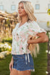 Floral Print Puff Sleeve Tie Detail Peplum Blouse