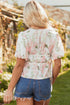 Floral Print Puff Sleeve Tie Detail Peplum Blouse