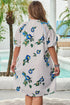 Floral Print Puff Sleeve Tie Neck Mini Dress
