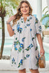 Floral Print Puff Sleeve Tie Neck Mini Dress