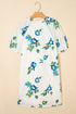 Floral Print Puff Sleeve Tie Neck Mini Dress