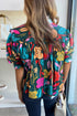 Floral Print Puff Sleeve Tied V Neck Cotton Blouse
