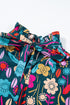 Floral Print Puff Sleeve Tied V Neck Cotton Blouse