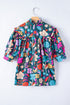 Floral Print Puff Sleeve Tied V Neck Cotton Blouse