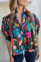 Floral Print Puff Sleeve Tied V Neck Cotton Blouse
