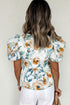 Floral Print Puff Sleeve V Neck Babydoll Blouse