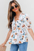 Floral Print Puff Sleeve V Neck Babydoll Blouse