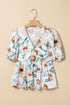 Floral Print Puff Sleeve V Neck Babydoll Blouse
