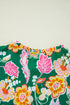 Floral Print Puff Sleeve V Neck Peplum Blouse