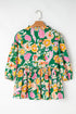 Floral Print Puff Sleeve V Neck Peplum Blouse
