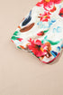 Floral Print Puffy Half Sleeve V Neck Woven Blouse