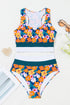 Floral Print Racerback Cutout High Waist 2pcs Bikini