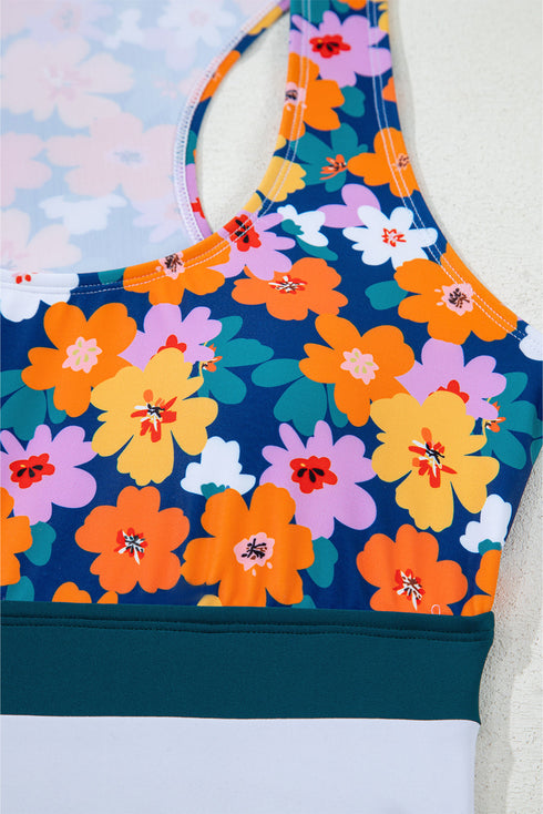 Floral Print Racerback Cutout High Waist 2pcs Bikini