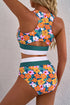 Floral Print Racerback Cutout High Waist 2pcs Bikini