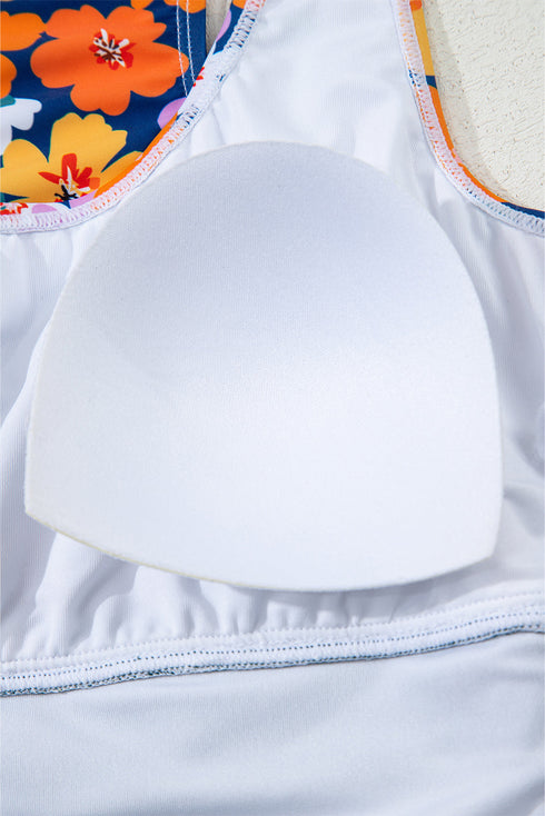 Floral Print Racerback Cutout High Waist 2pcs Bikini