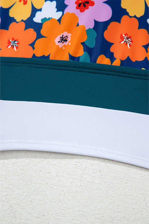 Floral Print Racerback Cutout High Waist 2pcs Bikini