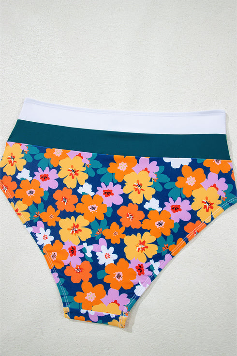 Floral Print Racerback Cutout High Waist 2pcs Bikini