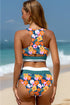 Floral Print Racerback Cutout High Waist 2pcs Bikini