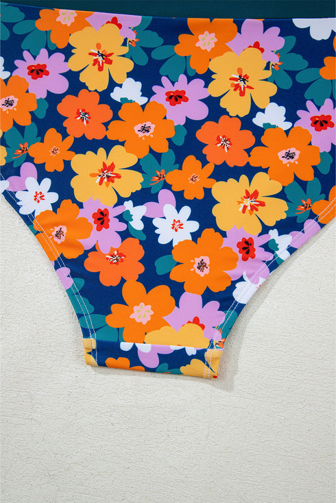Floral Print Racerback Cutout High Waist 2pcs Bikini