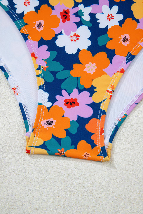 Floral Print Racerback Cutout High Waist 2pcs Bikini