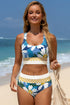 Floral Print Racerback Cutout High Waist 2pcs Bikini